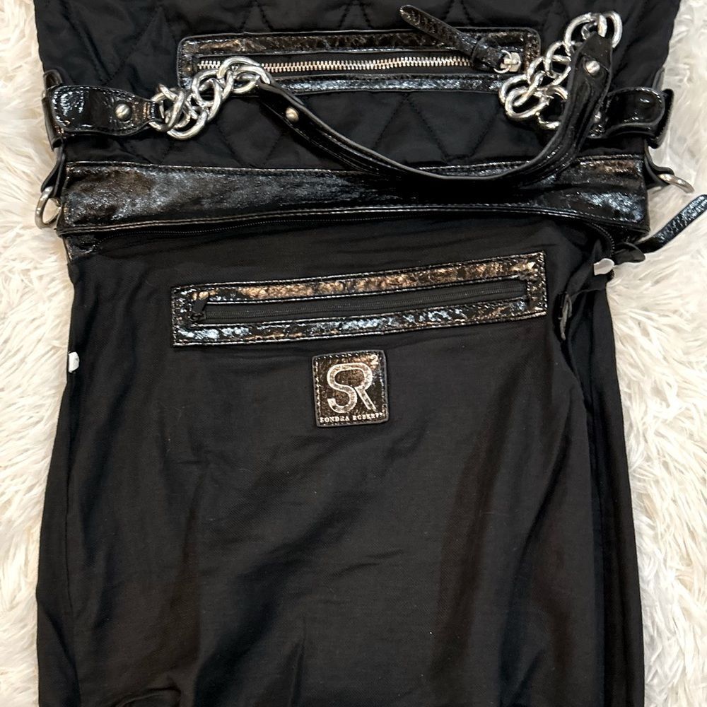 Sondra Roberts Black Quilted Hobo Tote Chain Strap - Picture 8 of 10